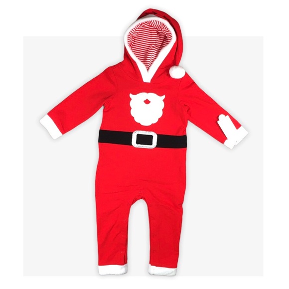 NWT Baby Toddler Boy Santa Hooded Romper Outfit 18M - Picture 2 of 10